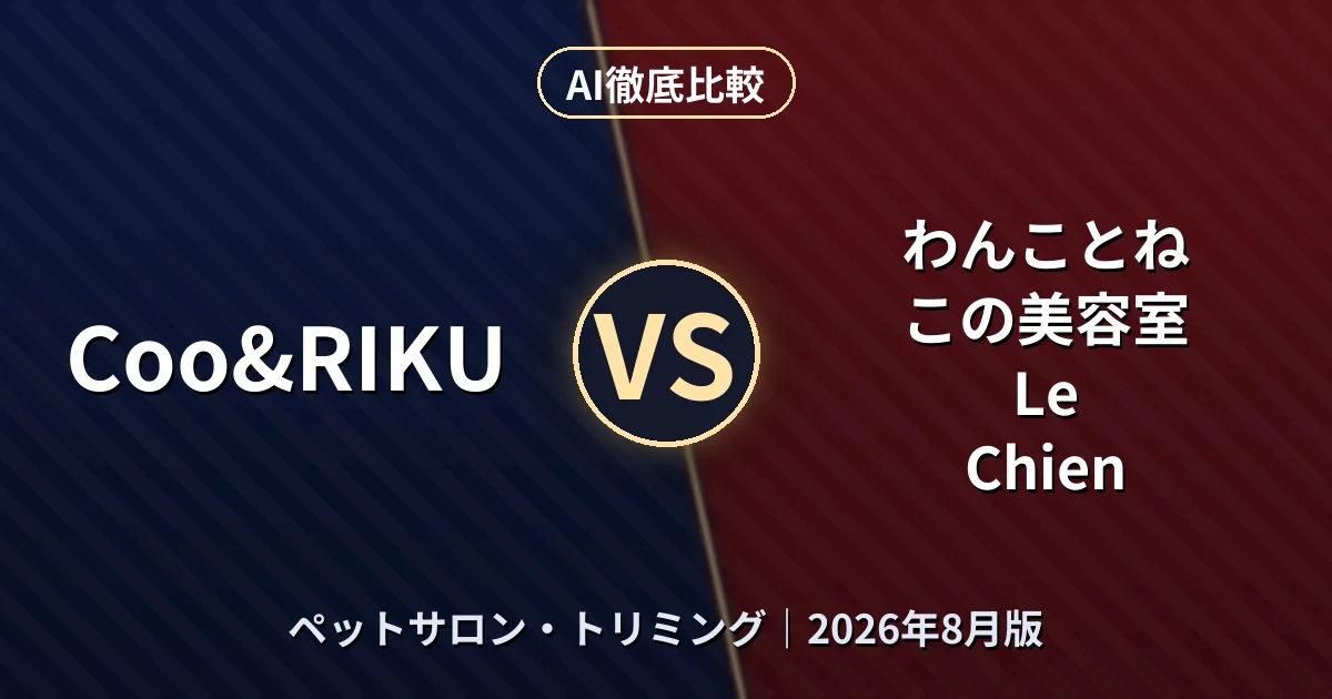 Coo&RIKU vs わんことねこの美容室 Le Chien|ペットサロン・トリミングAI徹底比較